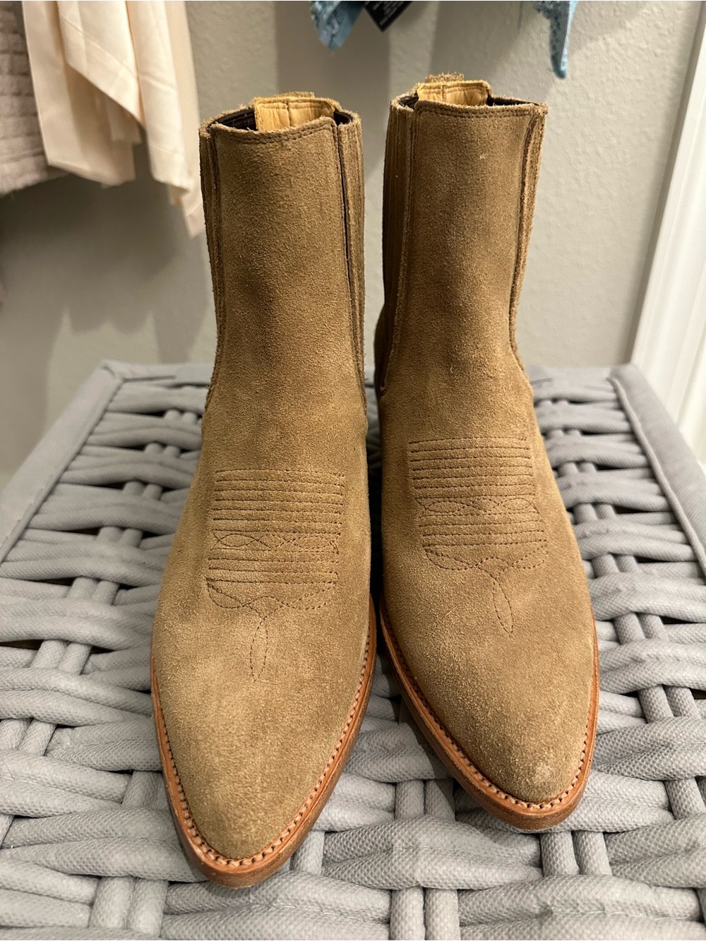 Tecovas Taylor Suede Booties in Latte - Picture 15 of 15